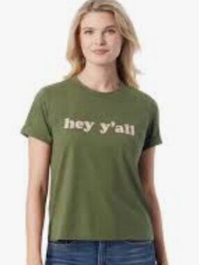 NWT Jessica Simpson Olive Green "Hey Y’all" Graphic Tee, 1X